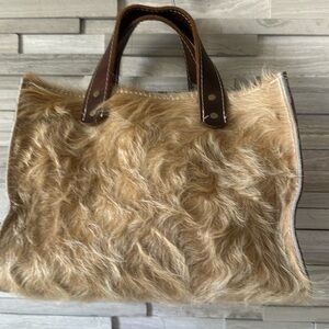 BEAUTIFUL GENUINE LEATHER CURLY BLONDE COWHIDE HANDBAG
